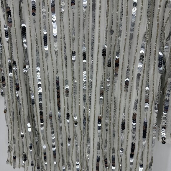 BOOHOO stripe sequin Rugby shiftt dress white and silver UK 14 // US 10  NWT - Picture 5 of 6